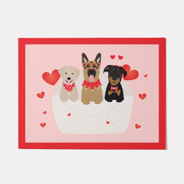 Honden in envelope Love Deurmat (Voorkant)