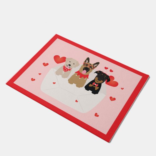 Honden in envelope Love Deurmat (Schuin)
