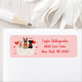 Honden in envelope Love Etiket