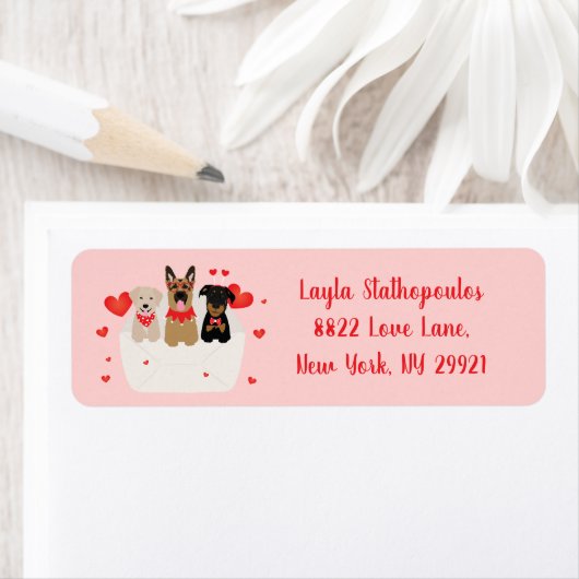 Honden in envelope Love Etiket (Insitu)