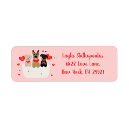 Honden in envelope Love Etiket