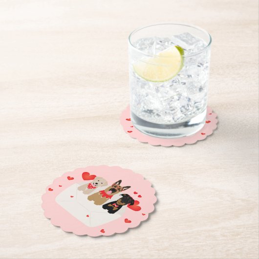 Honden in envelope Love Kartonnen Onderzetters (Insitu)