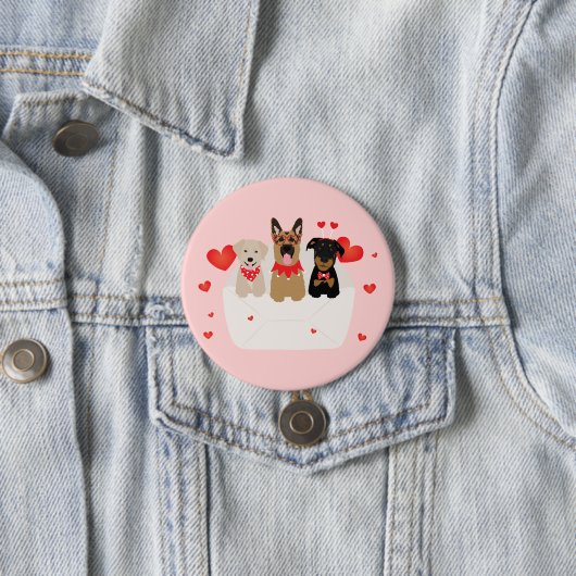 Honden in envelope Love Ronde Button 7,6 Cm (In situ)
