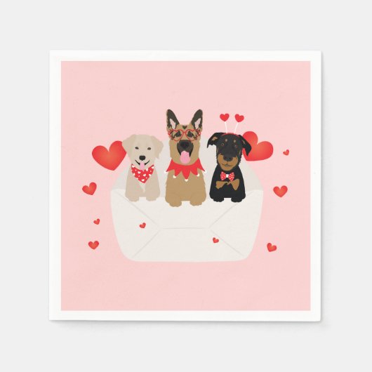 Honden in envelope Love Servet (Voorkant)