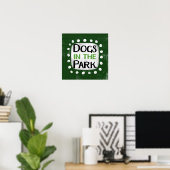 Honden in het park Poster Wall Art (Thuiskantoor)
