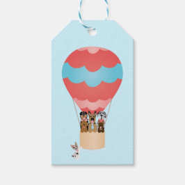Honden in heteluchtballon cadeaulabel
