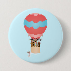 Honden in heteluchtballon ronde button 7,6 cm