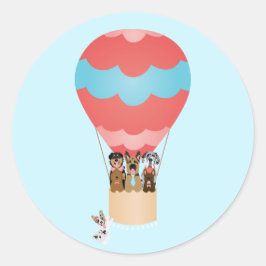 Honden in heteluchtballon ronde sticker