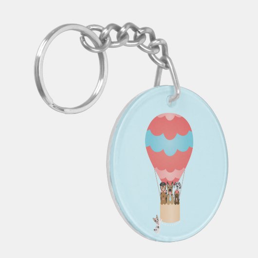 Honden in heteluchtballon sleutelhanger (Voorkant Links)