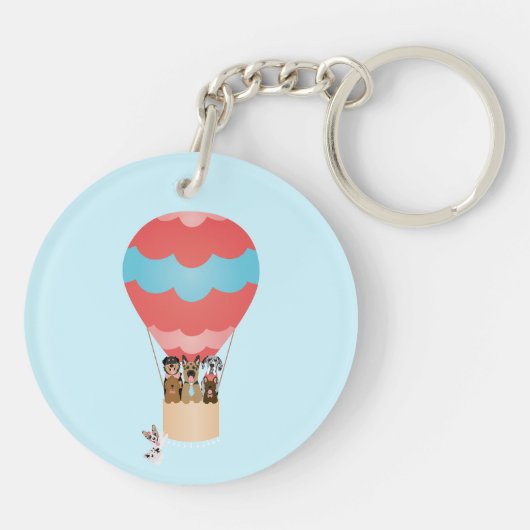 Honden in heteluchtballon sleutelhanger (Achterkant)