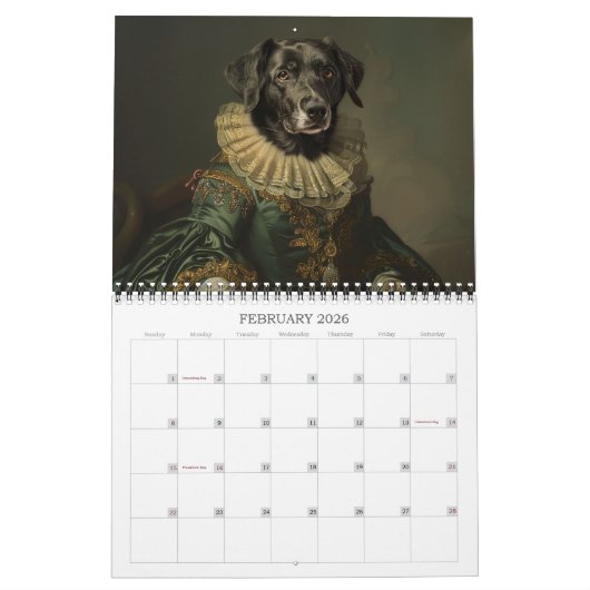 Honden in historische kostuums 2026 Muurkalender Kalender (Feb 2026)