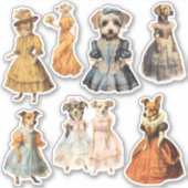 Honden in Jurken Antiek Junk Journal Kit Sticker (Voorkant)