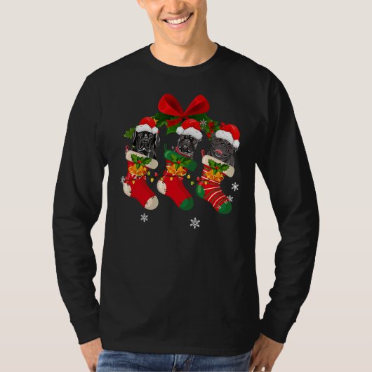 Honden in Kerst Sokken Pit Bull T-shirt (Voorkant)