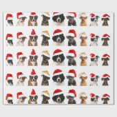 Honden in kerstpapier voor kerstcadeautjes cadeaupapier (Vlak)