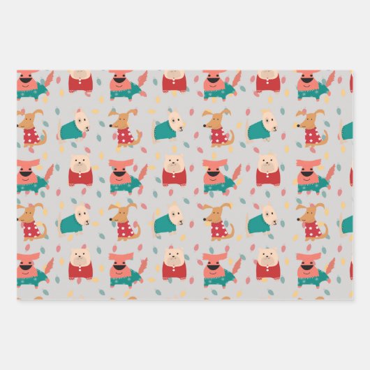 Honden in kersttrui inpakpapier vel (Voorkant)