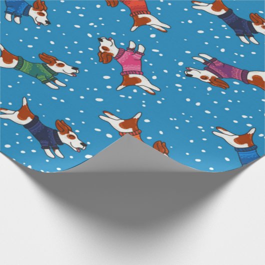Honden in kleurrijk Sweaters Patroon Cadeaupapier (Hoek)