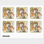 Honden in mei vierkante sticker (Vel)