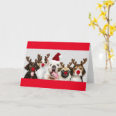 HONDEN IN RENDIERKOSTUUM CUSTOM WENSKAART KAART (Gele Bloem)