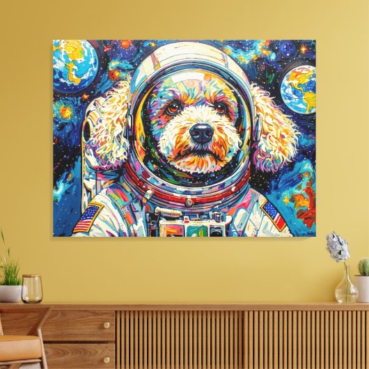 HONDEN IN RUIMTE-POODLE 23 CANVAS AFDRUK (Insitu (Woonkamer))