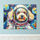 HONDEN IN RUIMTE-POODLE 23 CANVAS AFDRUK (Insitu (Houten vloer))