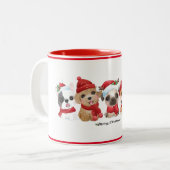 Honden in Santa Hats Animals Puppies Modern Holida Tweekleurige Koffiemok (Voorkant links)