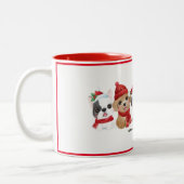 Honden in Santa Hats Animals Puppies Modern Holida Tweekleurige Koffiemok (Links)