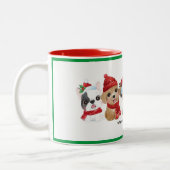 Honden in Santa Hats Animals Puppies Modern Holida Tweekleurige Koffiemok (Links)
