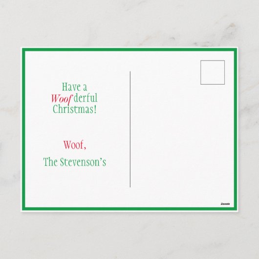Honden in Santa Hats Animals Puppies Moderne Groen Feestdagenkaart (Achterkant)
