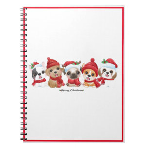 Honden in Santa Hats Merry Kerstfeestdag spiral Notitieboek