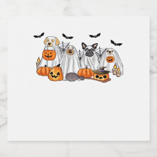 Honden in spookkostuums Halloween Classic T-Shirt Sparkling Wijnetiket (Enkel label)