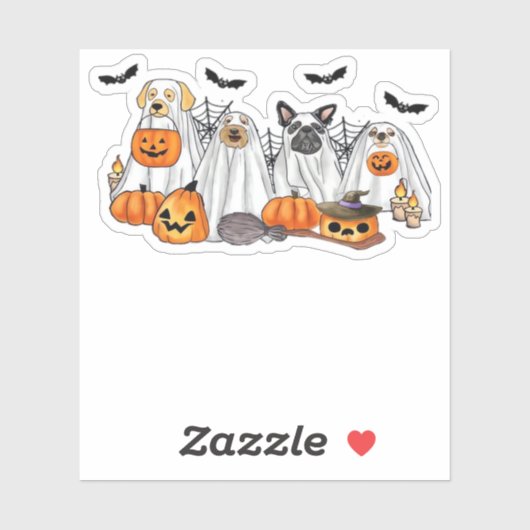 Honden in spookkostuums Halloween Classic T-Shirt Sticker (Vel)