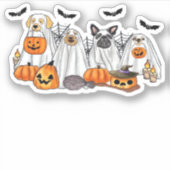 Honden in spookkostuums Halloween Classic T-Shirt Sticker (Voorkant)