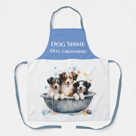Honden in Tub Huisdier Diensten Verzorging Schort (Voorkant)