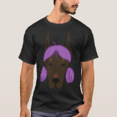 Honden in Wigs Funny Paarse Doberman T-shirt (Voorkant)