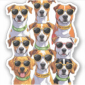 Honden in zonnebril Paws Gehydrateerd Sticker (Voorkant)