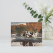Honden jagen in Boat door Winslow Homer Briefkaart (Staand voorkant)