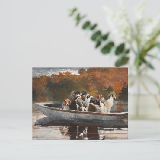Honden jagen in Boat door Winslow Homer Briefkaart (Staand voorkant)