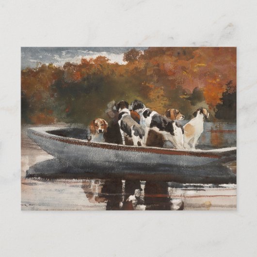 Honden jagen in Boat door Winslow Homer Briefkaart (Voorkant)
