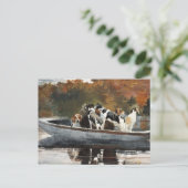 Honden jagen in Boat Winslow Homer Briefkaart (Staand voorkant)