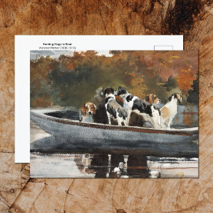 Honden jagen in Boat Winslow Homer Briefkaart
