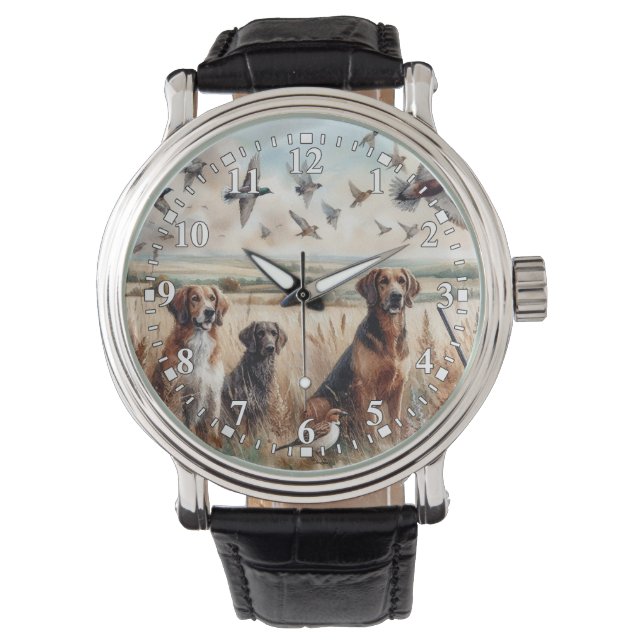 Honden jagen op vogels horloge (Voorkant)