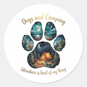 Honden Kamperen Pootafdruk voor Hondenliefhebbers Ronde Sticker