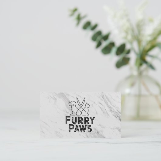 Honden Kat Schaar Line Art | Groomers Visitekaartje (Staand voorkant)