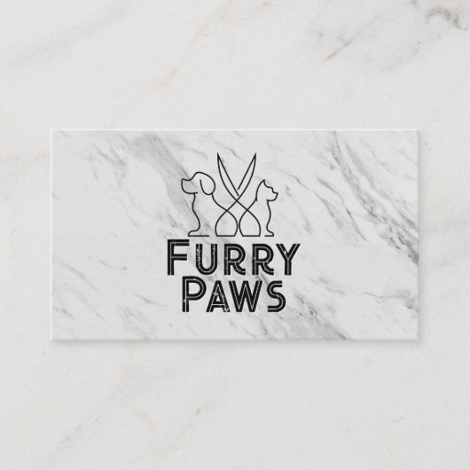 Honden Kat Schaar Line Art | Groomers Visitekaartje (Voorkant)