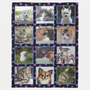 Honden katten Blauwe Paarse roze verf druppelfoto' Fleece Deken