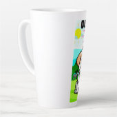 Honden, katten, gevederde lekkernijen te midden va latte mok (Linkerhoek)