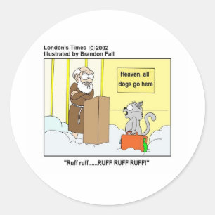 Honden Katten & Hemel Grappige Cartoon Cadeaus & T Ronde Sticker