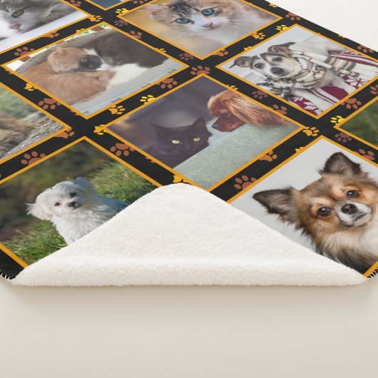 Honden Katten Herfst Paw Prints Aangepaste Fotocol Sherpa Deken (3/4)