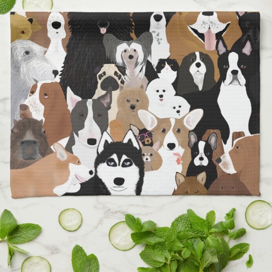 Honden, katten, kip, keukenhanddoek (Gevouwen)