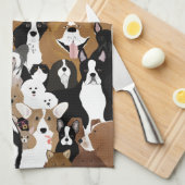 Honden, katten, kip, keukenhanddoek (Quarter Fold)